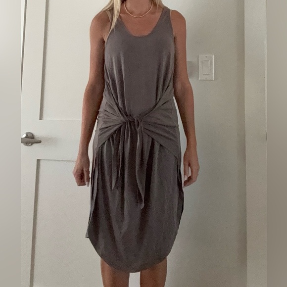NWT TROUVE | Gray front tie sleeveless dress scoop neck modal blend Sz XS - Picture 7 of 7